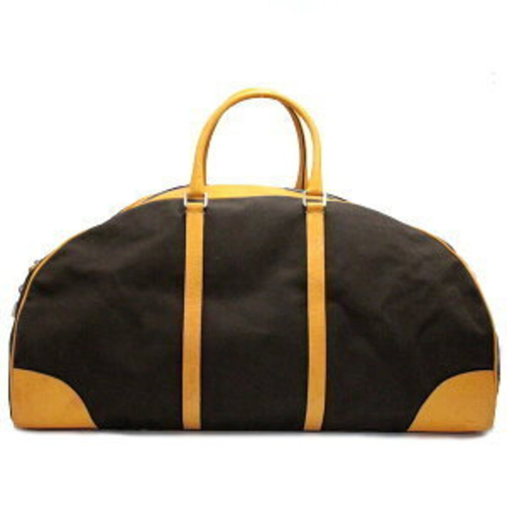 Prada vintage brown canvas yellow leather trim duffle travel - Picture 2 of 6